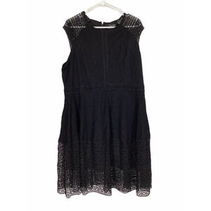 NWT Sonja Betro Black Crochet Lace Mini Dress 2X